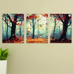 Set of 3 Wall Art Wooden Frames (Autumn Leaves)