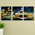Set of 3 Wall Art Wooden Frames (Glowing Butterflies)