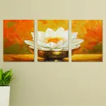 Set of 3 Wall Art Wooden Frames (White Sun Flower)