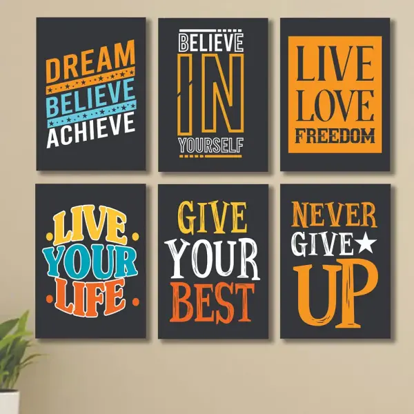 Set of 6 Wall Art Wooden Frames (Give Your Best)