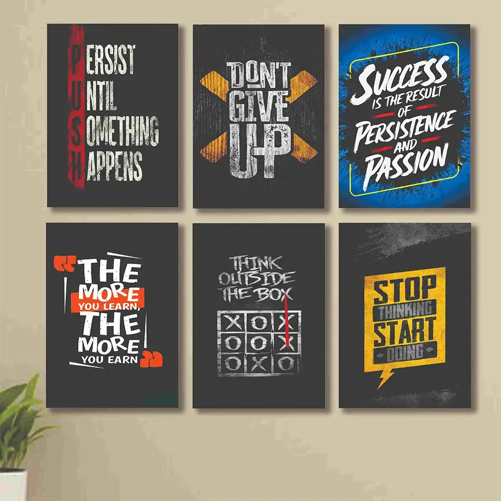 Set of 6 Wall Art Wooden Frames (Don't Give Up)