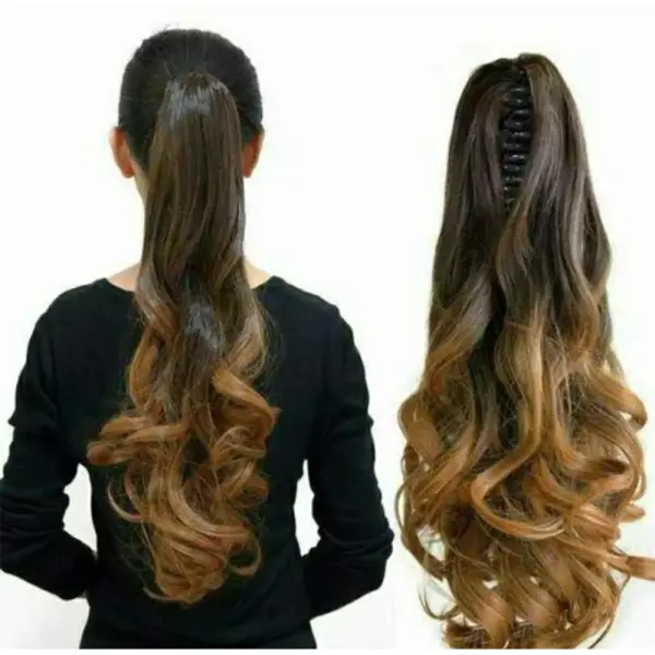 Women Synthetic Hair Extensions Clip-In Ombre Wavy